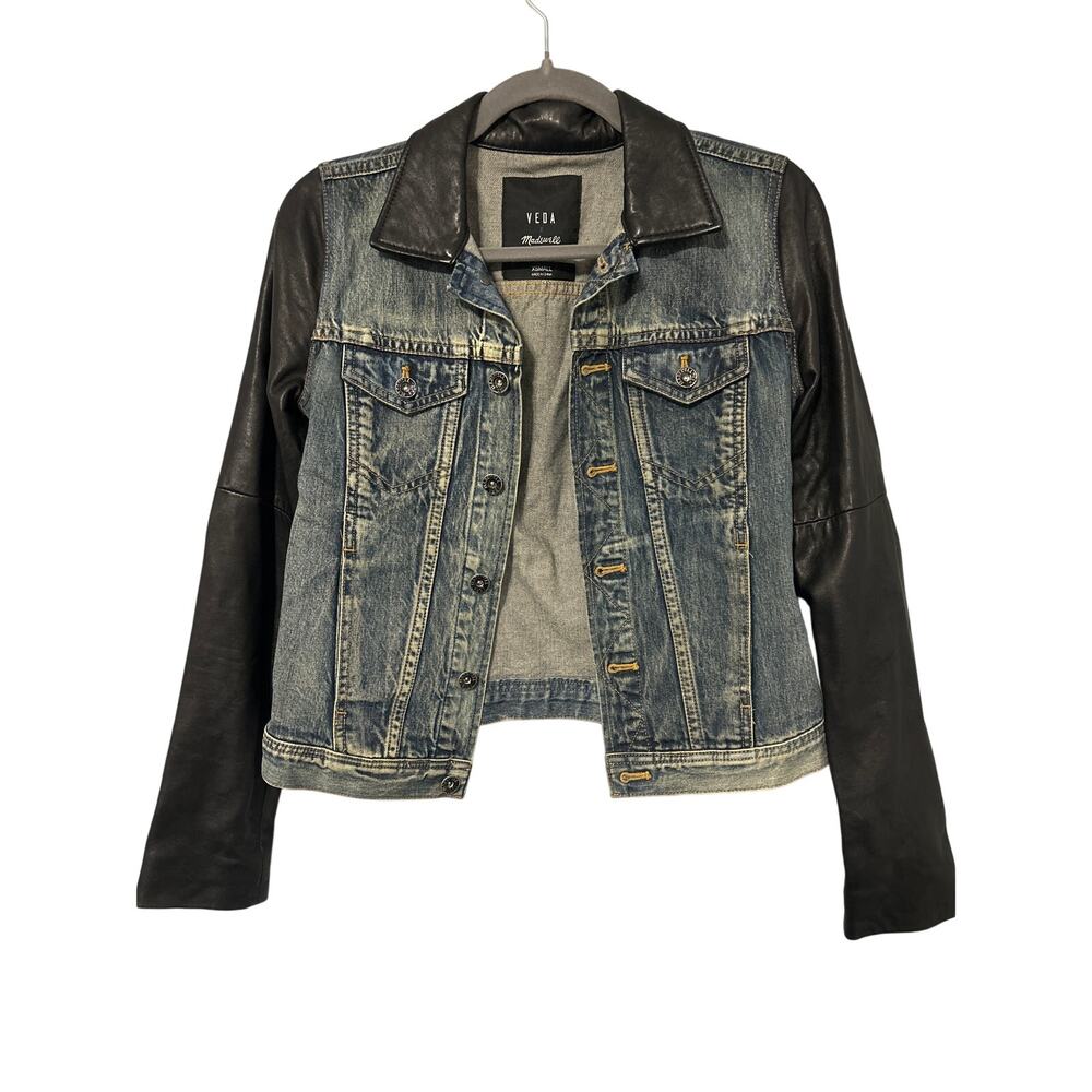 Madewell x Veda Women's Leather‎ and Denim Biker Jacket Size XSmall
